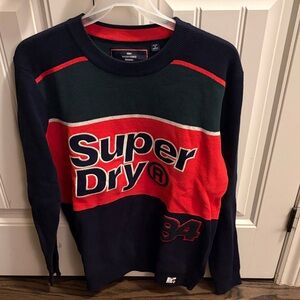 Superdry Men's Navy and Red Crewneck Sweater